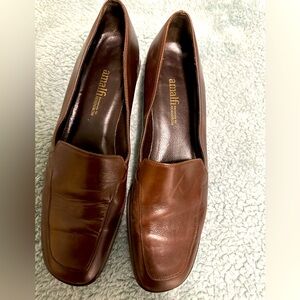 Size 10. Brown leather loafers